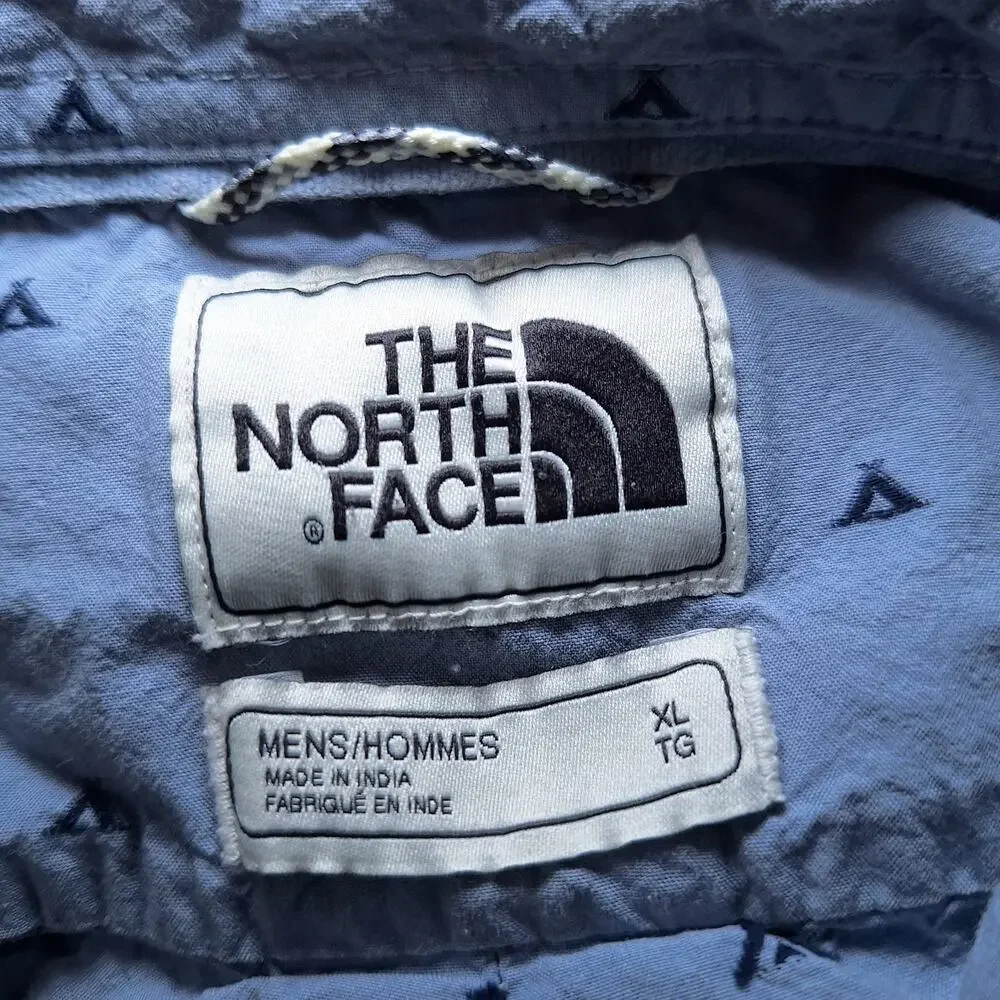 The North Face Shirt Mens XL Blue Geometric Short Sleeve Button Up Outdoor